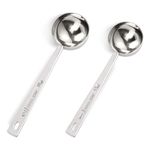 2 Pieces 1&2 Tablespoon Scoops with Long Handle, Stainless Steel Coffee Measuring Spoon 1 Tbsp & 2 Tbsp Measuring Tablespoon for Coffee Milk Fruit Powder (15 ml & 30 ml)