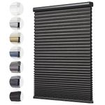 Toanture Custom Cordless Cellular Blinds, Easy to Install Blackout Honeycomb Window Blinds for Shades, Thermal Insulated 1.8" Single Cell Honeycomb Blinds for Bedroom, Office(Black,75.5" W x 72" H)