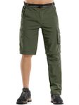 Alfiudad Mens Hiking Work Pants with Pockets Convertible Quick Dry Zip Off Safari Outdoor Lightweight Fishing Pants Green