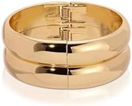 Ettika Gold Bangles For Women. Chunky Gold Bracelets, Set of Womens Bracelets. 2Pcs Simple Stackable 18K Gold Plated Bangles, Jewelry