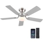 Ceiling Fans with Lights and Remote/APP Control,46" Flush Mount Ceiling Fan Dimmable DC Motor，Low Profile Ceiling Fan for Bedroom,Living Room,Brushed Nickel