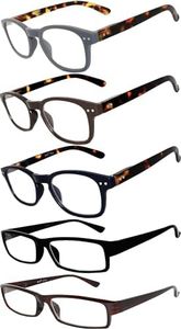 5 Pack of Reading Glasses Elegant Mens Womens Readers Designer +2.25