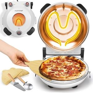 NutriChef Electric Pizza Oven | 12 Inch Countertop Pizza Maker with Temperature Control & Thermometer | Viewing Window for Precise Cooking | Heats up to 800F | Easy to Clean Non-Stick Stone | White