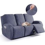 TAOCOCO Recliner Chair Cover, Stretch Sofa Cover 3 Seater With Arm Rest, Couch Cover Soft, Machine Washable Recliner Sofa Protector (Dark Grey, 3 seater)