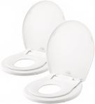 Little2Big Toilet Seat with Built-In Toddler Potty Training Seat, Slow Close, Easy to Install, Made in USA, ROUND, White (Pack of 2)