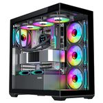 SAMA PC CASE ATX 4 ARGB Fans Pre-Installed, Type-C Mid Tower Computer Case with Full View Dual Tempered Glass, Gaming PC Case, Black(SV01)