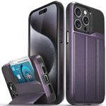 VENA vCommute Wallet Case Compatible with Apple iPhone 15 Pro Max (6.7"), (Military Grade Drop Protection) Flip Leather Cover Card Slot Holder with Kickstand - Deep Purple