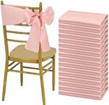 Showgeous 60 PCS Rose Gold Satin Chair Sashes Bows Decoration Chair Cover for Wedding Reception, 7 x 78 inch Chair Ribbons Bows for Banquet Party Baby Shower Event Decorations