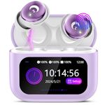 2026 Sleep Earbuds Bluetooth 5.4 in Ear Smart Touch Screen Ear Buds, 48H Playtime Mini Sleep Headphones Small Design for Side Sleepers, 5 EQ Modes, Crystal-Clear Calls,IPX7 Waterproof Earphones Purple