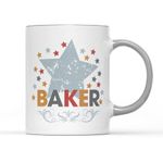 WillowGifts Grey Ceramic Mug, 11 fl.oz, Microwave Safe, Dishwasher Safe, Star British Baker