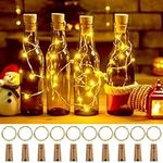 Fulighture Bottle Lights with Cork 10 Pack, Copper Wire with 20 Small LEDs 2M String Lights, Battery Operated Wine Bottle Fairy Lights, for DIY Christmas Party Bedroom Wine Glass, Warm White