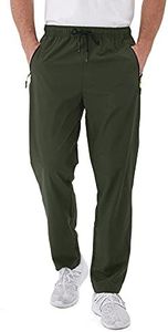 Rapoo Mens Workout Athletic Hiking Sweatpants Joggers Pants Elastic Waist Jogging Running Pants for Men with Zipper Pockets 05 Green M