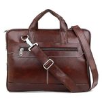 CGL ENTERPRISES Unique Artificial Leather Briefcase Style Satchel Messenger Bag for Men and Women (Slim 16Inch-Brown)