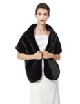 BEAUTELICATE Faux Fur Wrap Shawl Shrug Stole for Women Brides Bridesmaids Winter Wedding Evening Party (One Size, Upgraded - Black)