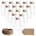 BELLE VOUS Glass Favour Jar Set with Cork Lids, Label Tags and Twine (30 Pack) - 100ml/3.5oz - Mini Mason Airtight Storage Bottles and Labels for Wedding Favours, Party, Kitchen Spices and Jam