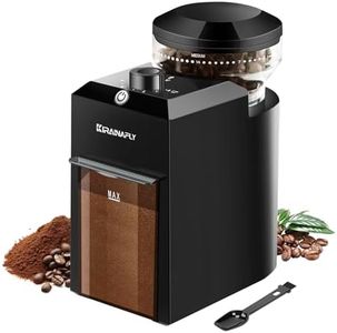 Moulin à café électrique, KIRAINAFLY moulin à café ajustable avec 28 réglages de mouture précis pour le French press, le café goutte à goutte et l'espresso, 12 tasses (Noir)