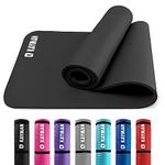 KAYMAN Exercise Yoga Mat Non Slip - Black, 183 x 60 cm | Best Training & Workout Mat for Yoga, Pilates, Gymnastics, Stretching & Meditation | Eco Friendly Exercise Mat for Home with Carrying Straps