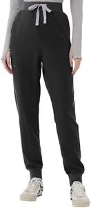 Kitmaz Small Medical Scrub Pants for Women - High Waisted 4-Way Stretch Anti-Wrinkle Slim Fit Jogger Pants, Drawstring & 5 Pockets Black