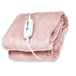 Multigot Electric Heated Blanket, Flannel Heated Overblanket with 4 Heating Levels, 8 Hours Auto Off and Overheat Protection, Washable Fast Heating Throw Blanket for Sofa Bed (Pink, 130 x 180cm)