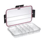 Large Clear Waterproof Stowaway Tackle Box EL012CT Utility Case with Adjustable Dividers and Built in Pressure Equalization Valve