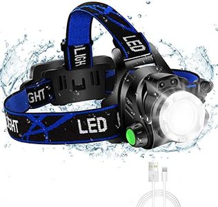 Super Bright Headlamp, USB Rechargeable Led Head Lamp, IPX4 Zoomable Waterproof Headlight with 4 Modes and Adjustable Headband, Hard Hat Light Perfect for Camping, Hiking, Outdoors, Hunting, Running