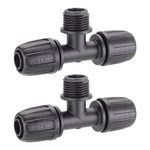 Pop Up Sprinkler Connector Threaded 3-Way Claber 91017. Pack of 2