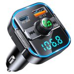 Glangeh 2024 Newest Bluetooth 5.3 Car Adapter【PD 36W+QC3.0 18W】, 2-in-1 Bluetooth FM Transmitter 【Dual Stronger Mics】& Fast Car Charger, Wireless Car Radio Adapter Hands-Free Car Kit, Siri Assistant