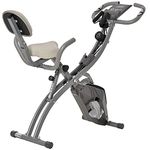 HOMCOM 2-in-1 Folding Exercise Bike, Foldable Stationary Bike with 8-Level Adjustable Magnetic Resistance, Arm Resistance Band, Pulse Sensor and LCD Display, Grey