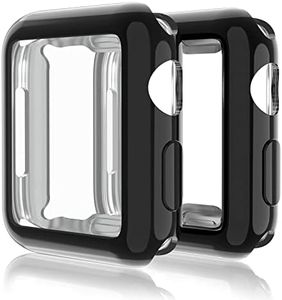 2 Pack Compatible with Apple Watch Series 9 (2023) Series 8 Series 7 45mm Case iWatch Screen Protector TPU All-Around Protective Case Clear Ultra-Thin Cover for Apple Watch Series 7 Case Black