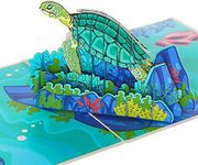 Rykamia Turtle Pop Up Card, 6x6 inches, 3D Turtle Birthday Card, Get Well, Congratulations Card, Thank You, Anniversary, Just Because, Christmas, Card For Friend, Mom, Wife, Dad, Family, Nephew, Niece