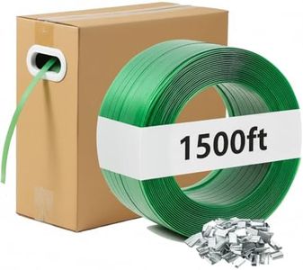 ZUEDA Heavy-Duty Package Strapping, 1500 ft x 5/8" Green PET Banding Strap Roll with Self-Dispensing Box & 100 Buckles, for Industrial Pallet, Packaging & Cargo Securing,1480 lbs Break Strength