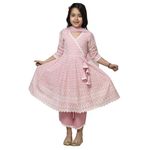 HL GARMENTS Girls Pink Color Embroidery Anarkali Below the Knee Gown Dress_10 Years-12 Years