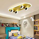 Skateboard Ceiling Light Modern Dimmable Ceiling Lamp LED 32W Cartoon Children's Lamp Acrylic Chandelier Boys Girls Bedroom Ceiling Lighting Children's Room Living Room Kindergarten Lighting Gold