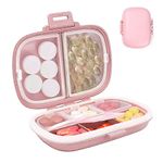 Small Pill Container Travel, Portable Cute Pill Case 8 Compartment for Vitamin, Supplements Storage (Pink)