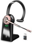 Earbay Wireless Headset, Bluetooth Headset with Microphone Noise Canceling & Charging Base, Wireless Headphones with USB dongle，PC Headset with Mute Button for Computer/Phones/Teams/Skype/Zoom/Office