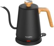 Nueve&Five Gooseneck Electric Kettle with Thermometer， Black Electric Kettle 1L with Auto Shut-Off，1000W Hot Water Kettle of Stainless Steel， Pour Over Kettle for Coffee & Tea