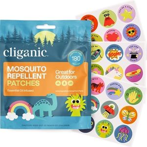 Cliganic Mosquito Repellent Stickers (180 Pack) - Positive Vibes Patches for Kids, Natural DEET-Free, Essential Oil Infused