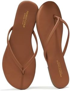 Project Cloud Flip flops for Women - Memory Foam Slippers for Women 2025 - Vegan Leather Women Slippers & Womens Sandals Beach Essentials Slides for Women Footwear - Flats (Foundations, Choc, 7)