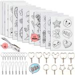 YuChiSX Heat Shrink Plastic Sheet Kit,Shrinky Art Paper Kit Heat Shrinky Sheets Include 12 Sheets Shrinky Art Paper with 100 Pcs Keychains Accessories for Kids Creative Craft