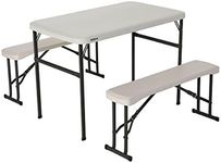 Lifetime 80373 Portable Folding Picnic Table and Bench Set, Almond