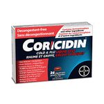 Coricidin Decongestant Free Cough and Cold Medicine - Cough, cold and flu medicine for adults – Effective Symptom Relief From Sore Throat, Cough, Chest Congestion, Fever, and Headaches, 24 Liquid Gels