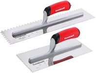 Goldblatt 2-Piece Notch Trowel Set, 1/8"X1/8" Square & 1/4"X1/4" Square, Made of Premium Stainless Steel with Soft Grip Handle, Perfect for Masonry Tile Work