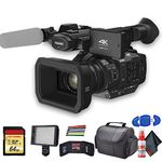 Panasonic AG-UX180 4K Professional Camcorder (AG-UX180PJ8) with Padded Case, LED Light, 64GB Memory Card and More Base Bundle