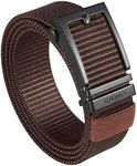 JUKMO Ratchet Belt for Men, Nylon Web Tactical Belt with Automatic Slide Buckle (Coffee, X-Small)