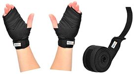 HeadTurners Cotton Hand Wrap Inner Bandage Hand Bands for Boxing of 2.6 Meters Length (Black, Pack of 2)