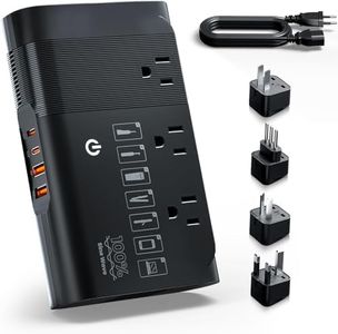 DOACE 500W Pure Sine Wave Voltage Converter, 220V to 110V European Travel Plug Adapter Converter, International Travel Transformer for US to Most Europe，UK, AU, EU, IT with 3 US Outlets & 4 USB, BLACK