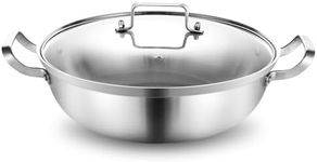 Delarlo Tri-Ply Stainless Steel 14 inch Everyday pan With lid, Everything Pan, Durable Deep Saute Pan, 7QT Induction Cooking Pot,Woks & Stir-Fry Pans Oven Safe Stock Pot