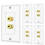 TNP Home Theater Speaker Wall Plate Outlet - Speaker Sound Audio Distribution Panel Gold Plated Copper Banana Plug Binding Post Connector Insert Jack Coupler (1 Speaker (5 Pack))