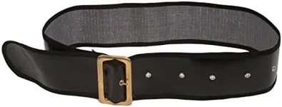 Jacobson Hat Company Men's Shiny Belt with Gold Buckle, Black, Adult