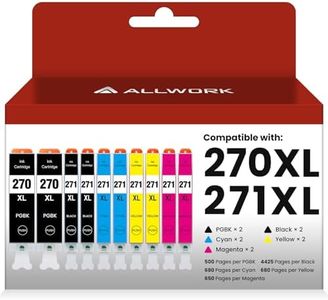 ALLWORK PGI270XL CLI271XL Compatible Ink Cartridges Replacement for Canon PGI-270XL CLI-271XL Works with Canon PIXMA MG5720 MG5721 MG5722 MG6820 MG6821 MG6822 TS6020 TS5020 10 Pack